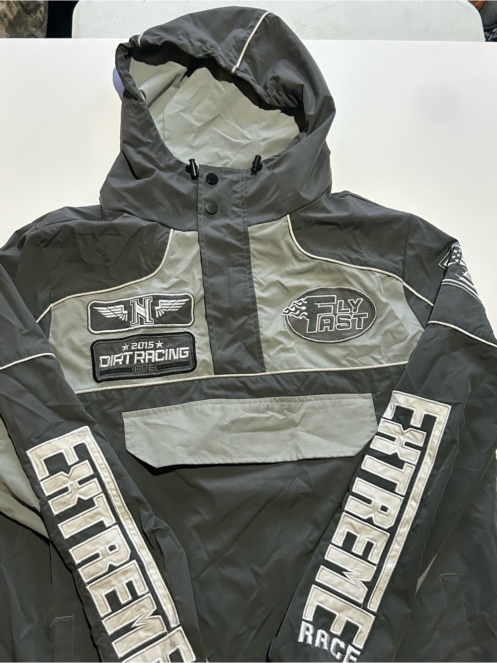 Kids' Hooded Rain Anorak Jacket - Gray/Light Gray